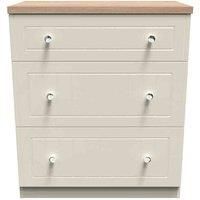 Welcome Furniture Ready Assembled Vienna 3 Drawer Deep Chest In Cream Ash & Oak