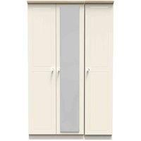 Welcome Furniture Ready Assembled Vienna Triple Mirror Wardrobe In Cream Ash & Oak