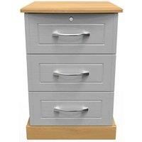 Welcome Furniture Ready Assembled Whitney 3 Drawer Bedside Cabinet In Grey Ash & Oak