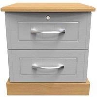 Welcome Furniture Ready Assembled Whitney 2 Drawer Bedside Cabinet In Grey Ash & Oak