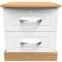 Welcome Furniture Ready Assembled Whitney 2 Drawer Bedside Cabinet In White Ash & Oak