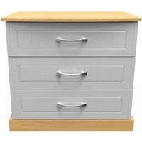 Welcome Furniture Ready Assembled Whitney 3 Drawer Chest In Grey Ash & Oak