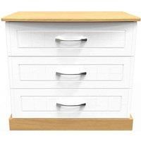 Welcome Furniture Ready Assembled Whitney 3 Drawer Chest In White Ash & Oak