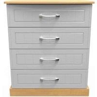 Welcome Furniture Ready Assembled Whitney 4 Drawer Chest In Grey Ash & Oak