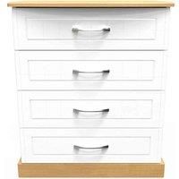 Welcome Furniture Ready Assembled Whitney 4 Drawer Chest In White Ash & Oak