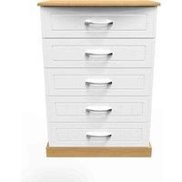 Welcome Furniture Ready Assembled Whitney 5 Drawer Chest In White Ash & Oak
