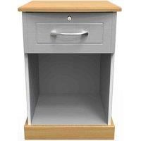 Welcome Furniture Ready Assembled Whitney 1 Drawer Bedside Cabinet In Grey Ash & Oak