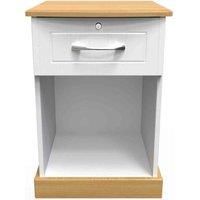 Welcome Furniture Ready Assembled Whitney 1 Drawer Bedside Cabinet In White Ash & Oak