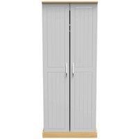 Welcome Furniture Ready Assembled Whitney 2 Door Wardrobe With Shelf & Hanging Rail In Grey Ash & Oak