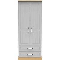 Welcome Furniture Ready Assembled Whitney 2 Door 2 Drawer Wardrobe With Shelf & Hanging Rail In Grey Ash & Oak