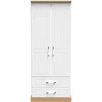 Welcome Furniture Ready Assembled Whitney 2 Door 2 Drawer Wardrobe With Shelf & Hanging Rail In White Ash & Oak