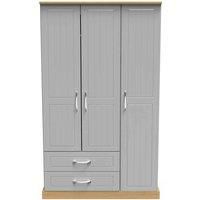 Welcome Furniture Ready Assembled Whitney Triple Wardrobe In Grey Ash & Oak