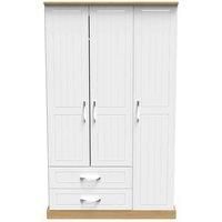 Welcome Furniture Ready Assembled Whitney Triple Wardrobe In White Ash & Oak