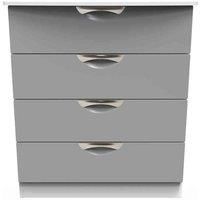 Welcome Furniture Ready Assembled Camden 4 Drawer Chest In Dusk Grey & White