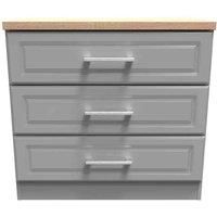 Welcome Furniture Ready Assembled Kent 3 Drawer Chest In Dusk Grey & Oak