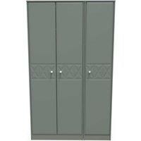 Welcome Furniture Ready Assembled Pixel Tall Triple Plain Wardrobe In Reed Green