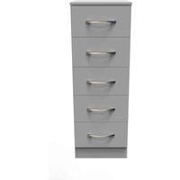 Welcome Furniture Ready Assembled Avon 5 Drawer Tallboy In Dusk Grey