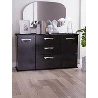 Swift Neptune Ready Assembled High Gloss Large Sideboard - Black