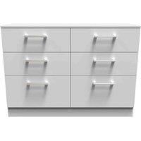 Welcome Furniture Ready Assembled Devon 6 Drawer Wide Chest In Grey Matt