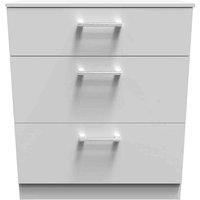 Welcome Furniture Ready Assembled Devon 3 Drawer Deep Chest In Grey Matt