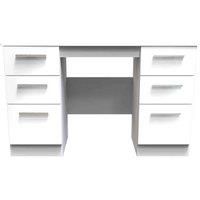 Welcome Furniture Ready Assembled Knightsbridge Double Pedestal Desk In White Gloss