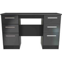 Welcome Furniture Ready Assembled Knightsbridge Double Pedestal Desk In Black Gloss