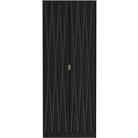 Welcome Furniture Ready Assembled Las Vegas Tall Plain Wardrobe In Deep Black & Black Matt