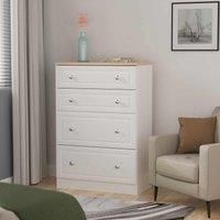 Welcome Furniture Ready Assembled Norfolk 4 Drawer Deep Chest In White Ash & Bardolino Oak