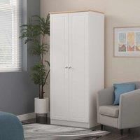 Welcome Furniture Ready Assembled Norfolk 2Ft6In Plain Wardrobe In White Ash & Bardolino Oak