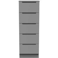 Welcome Furniture Ready Assembled Milan 5 Drawer Bedside Cabinet In Dusk Grey