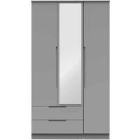 Welcome Furniture Ready Assembled Milan Tall Triple 2 Drawer Mirrored Wardrobe In Dusk Grey