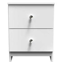 Welcome Furniture Ready Assembled Yarmouth 2 Drawer Bedside Cabinet In White Gloss & White