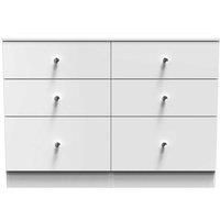 Welcome Furniture Ready Assembled Yarmouth 6 Drawer Midi Chest In White & White, White