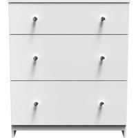 Welcome Furniture Ready Assembled Yarmouth 3 Drawer Deep Chest In White Gloss & White
