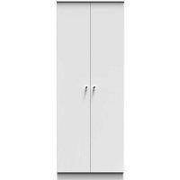 Welcome Furniture Ready Assembled Yarmouth Tall Plain Wardrobe In White Gloss & White