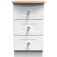 Welcome Furniture Ready Assembled Sussex 3 Drawer Bedside Cabinet In White Ash & Bardolino Oak