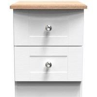 Welcome Furniture Ready Assembled Sussex 2 Drawer Bedside Cabinet In White Ash & Bardolino Oak