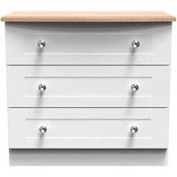 Welcome Furniture Ready Assembled Sussex 3 Drawer Chest In White Ash & Bardolino Oak