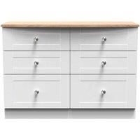 Welcome Furniture Ready Assembled Sussex 6 Drawer Midi Chest In White Ash & Bardolino Oak
