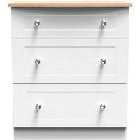 Welcome Furniture Ready Assembled Sussex 3 Drawer Deep Chest In White Ash & Bardolino Oak