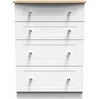 Welcome Furniture Ready Assembled Sussex 4 Drawer Deep Chest In White Ash & Bardolino Oak