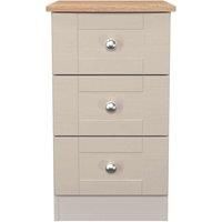 Welcome Furniture Ready Assembled Sussex 3 Drawer Bedside Cabinet In Kashmir Ash & Bardolino Oak