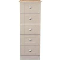 Welcome Furniture Ready Assembled Sussex 5 Drawer Bedside Cabinet In Kashmir Ash & Bardolino Oak