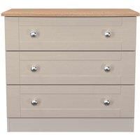 Welcome Furniture Ready Assembled Sussex 3 Drawer Chest In Kashmir Ash & Bardolino Oak