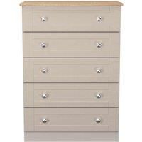 Welcome Furniture Ready Assembled Sussex 5 Drawer Chest In Kashmir Ash & Bardolino Oak