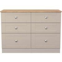 Welcome Furniture Ready Assembled Sussex 6 Drawer Midi Chest In Kashmir Ash & Bardolino Oak