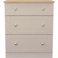 Welcome Furniture Ready Assembled Sussex 3 Drawer Deep Chest In Kashmir Ash & Bardolino Oak