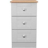 Welcome Furniture Ready Assembled Sussex 3 Drawer Bedside Cabinet In Grey Ash & Bardolino Oak