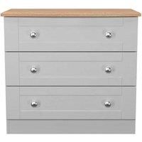 Welcome Furniture Ready Assembled Sussex 3 Drawer Chest In Grey Ash & Bardolino Oak