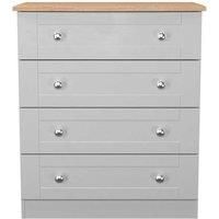 Welcome Furniture Ready Assembled Sussex 4 Drawer Chest In Grey Ash & Bardolino Oak